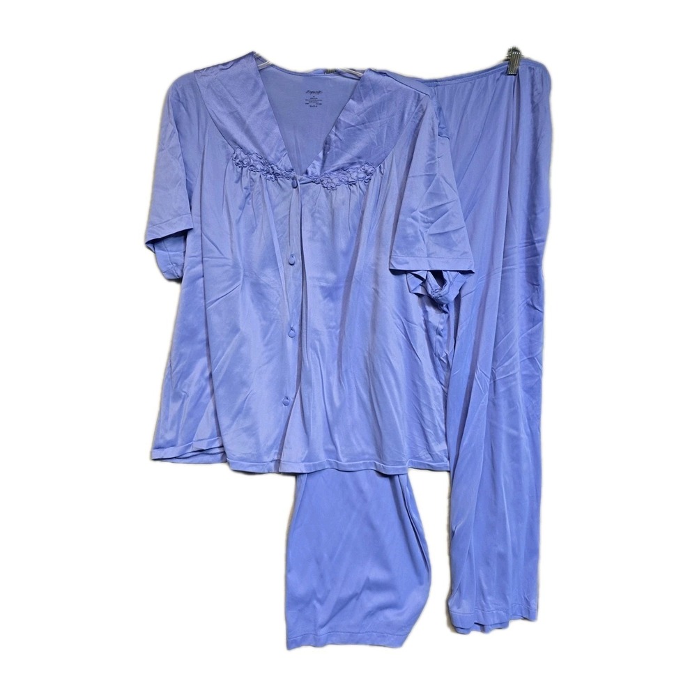 Exquisite Women's  3X Nylon Purple Pajama Set  Button Up